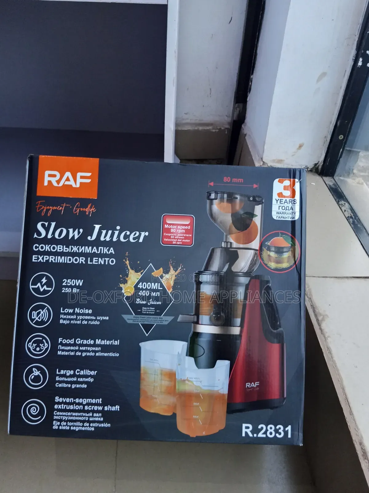 Raf Slow Juicer 400mls Big Jar Red Colour