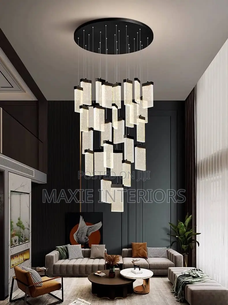 Modern Black Crystal LED Chandelier Luxury Ceiling Pendant Light