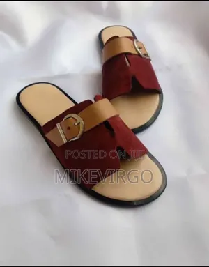 Handmade Wine Colored Suede Leather Slippers
