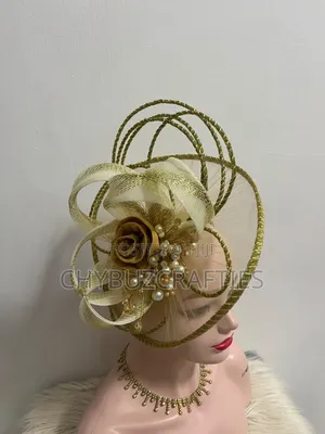 Gold Beaded Net Facinator