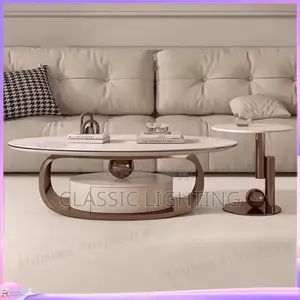 Italian Style Light Luxury Rock Board Coffee Table With Drawer