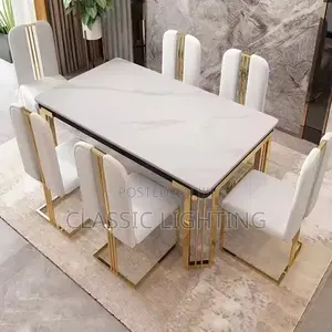 Metal Nordic Luxury Dining Table Kitchen Chairs Natural Design