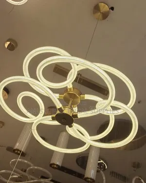 Contemporary Gold-Finish Geometric Looped LED Ceiling Chandelier