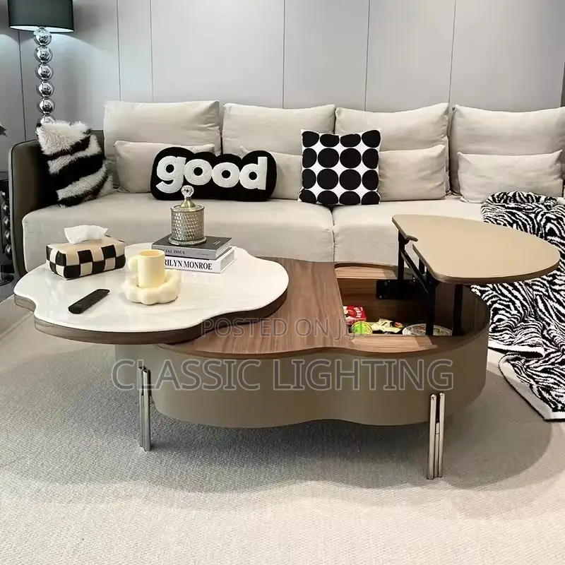 Adjustable Coffee Table With Storage Space Microcrystalline Table