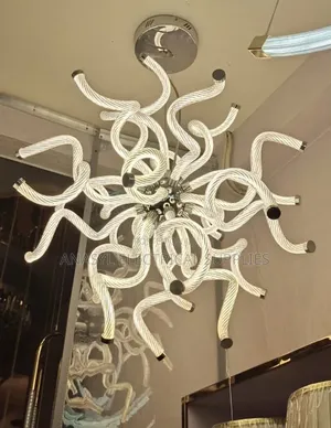 Modern LED Swirl Acrylic Chandelier, Whimsical, Glowing Curved Arms