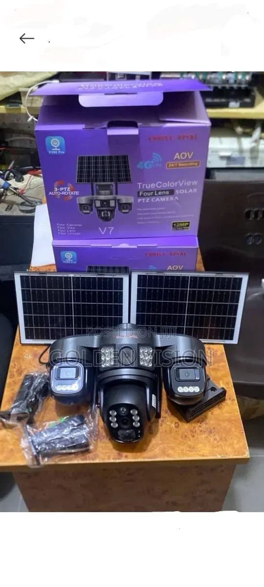 4-Lens AI Solar CCTV Camera–4G Security Camera With Double Solar Panel