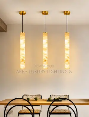 Luxury Cylinder Marble Pendant Lamp Long Linear Hanging Lamps