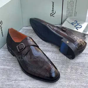 Richwanaz Original Men’s Brogue Monk Strap Leather Shoe