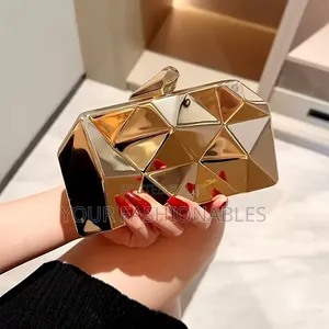 Gold Geo Acrylic Party Clutch Purse