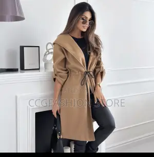 American Hooded Mid-Length Woolen Coat