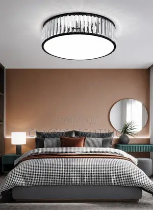 Modern Crystal LED Ceiling Light Gold/Black Metal Frame With Crystal