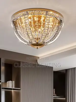 Bedroom Ceiling Lamp American Flat Light Luxury Crystal Lamp
