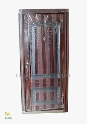 Luxury Mahogany-Finish Steel Security Door
