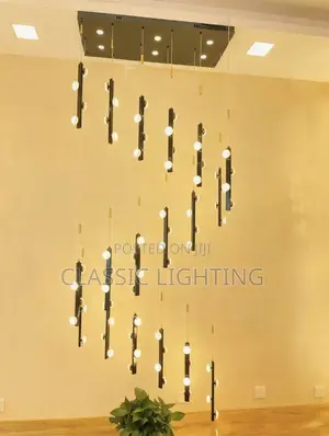 Staircase Chandelier Novelty LED Aluminium Long Strip Lamp for Hotel