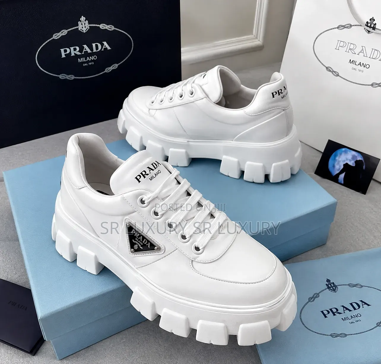 Premium-Looking White Prada-Style Chunky Sneakers