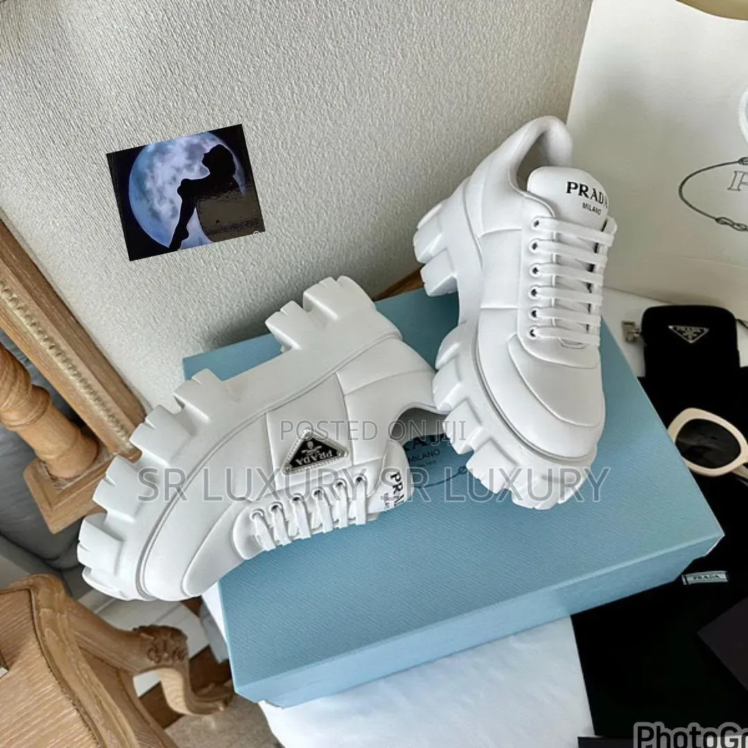 Premium-Looking White Prada-Style Chunky Sneakers