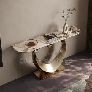 Modern Console Table With Metal Gold Base Support