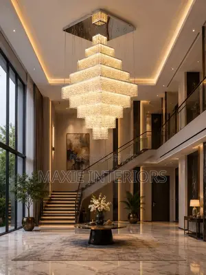 Luxury High Ceiling Crystal Living Room, Staircase Chandelier