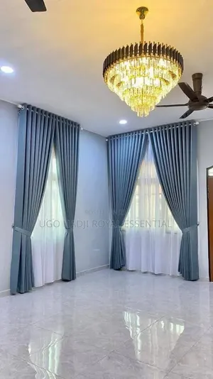 Turkish Quality Gray Blackout Curtains With White Sheer Net