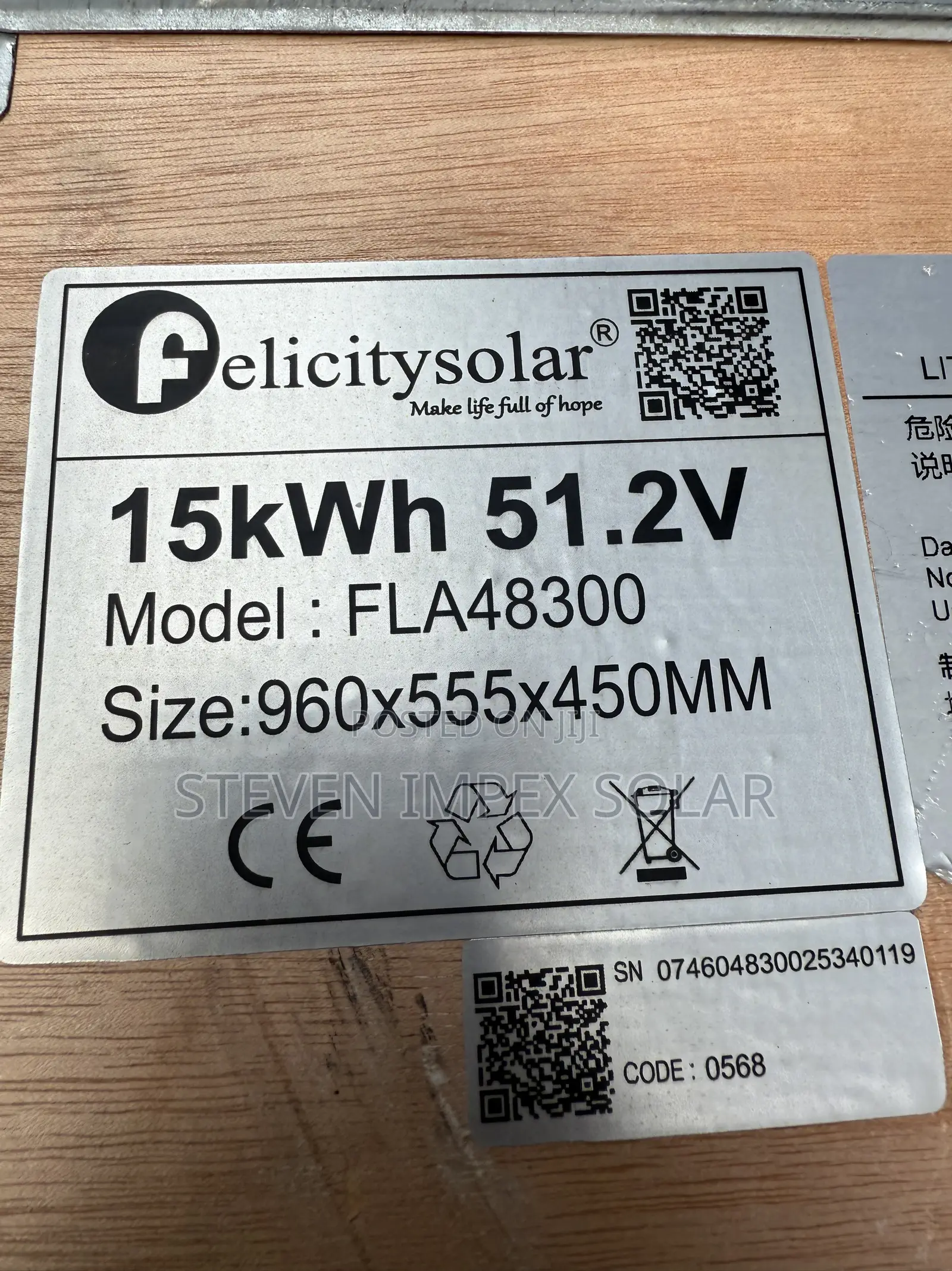 Felicity Icon Lithium Solar Battery 15KWH 51.2v FLA