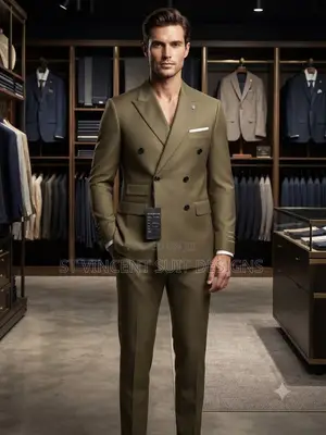Olive Green Double Breasted Suit