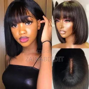 Stylish Fringe Short Wig – Bob-Style Human Hair Look