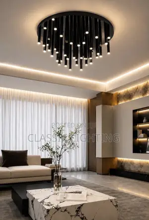 Modern Polished Round Living Room Dining Room Crystal Lamp