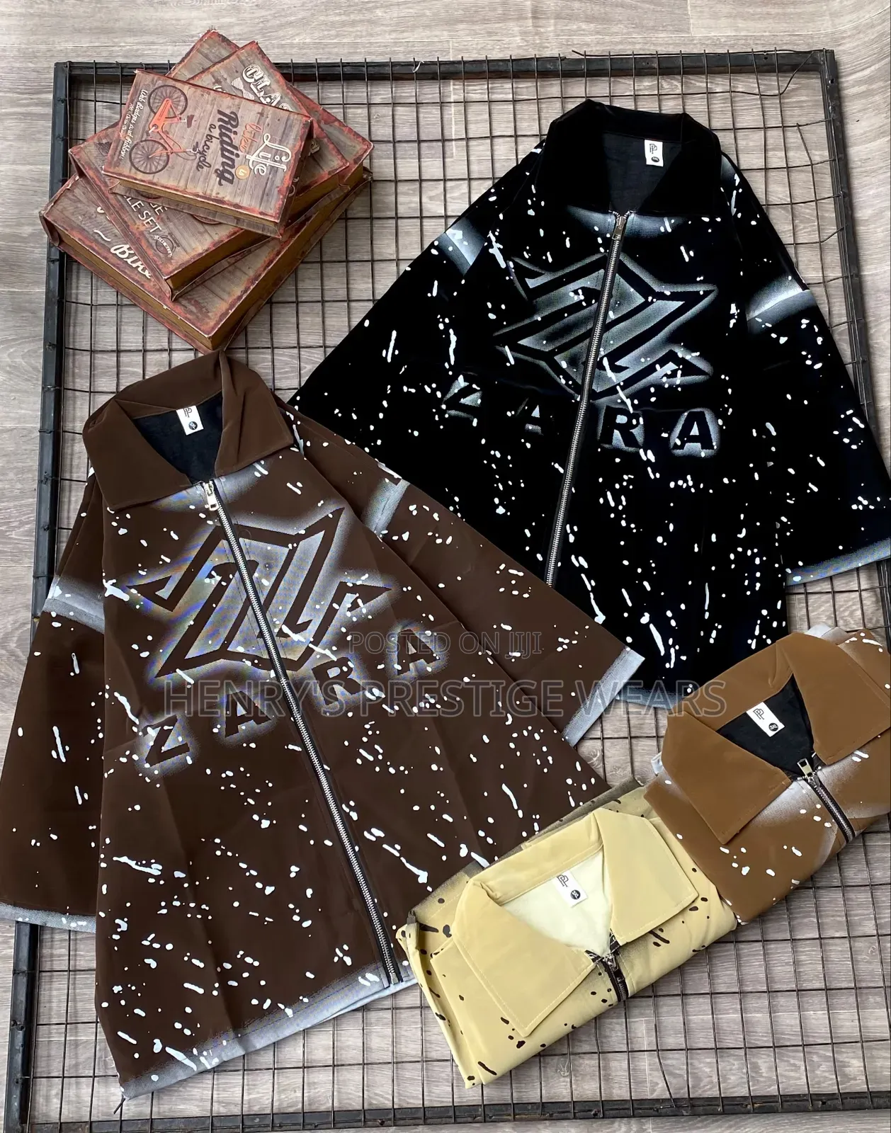 Men's Lightning Print Zip-Up Shirt – Stylish Casual