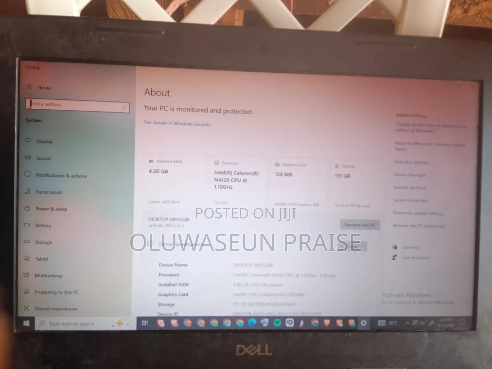 Laptop Dell Latitude 3190 4GB SSD 128GB