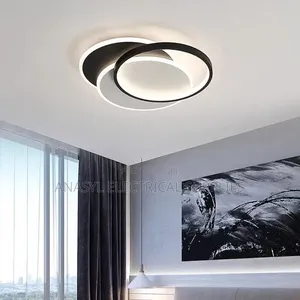 Italian Modern Black-and-White Geometric Flush-Mount LED Ceiling Light