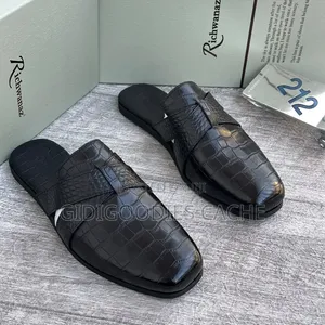 Richwanaz Men’s Crocodile Print Criss-Cross Mules in 3 Colors
