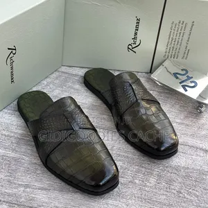 Richwanaz Men’s Crocodile Print Criss-Cross Mules in 3 Colors