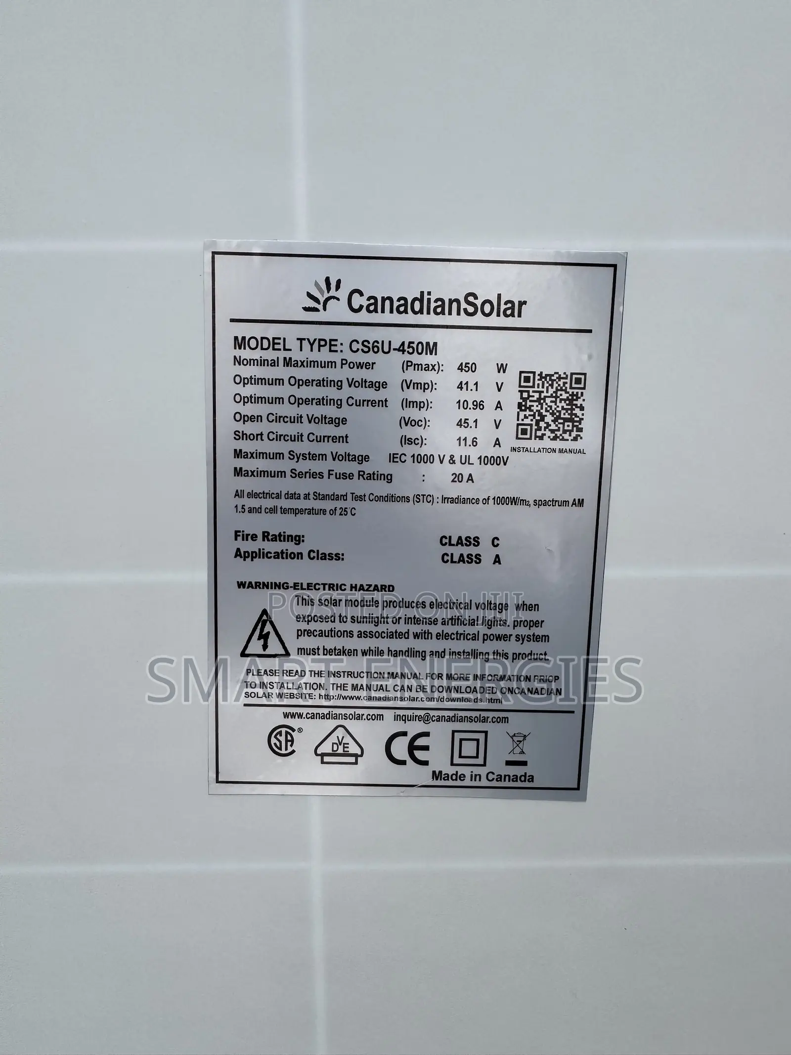 450watts 120Cell Canadian Mono Solar Panel