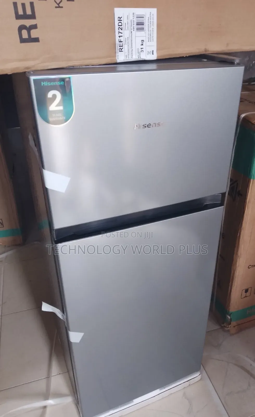 Hisense 124L Refridge, Silver Color, Top Freezer 2 Shelf