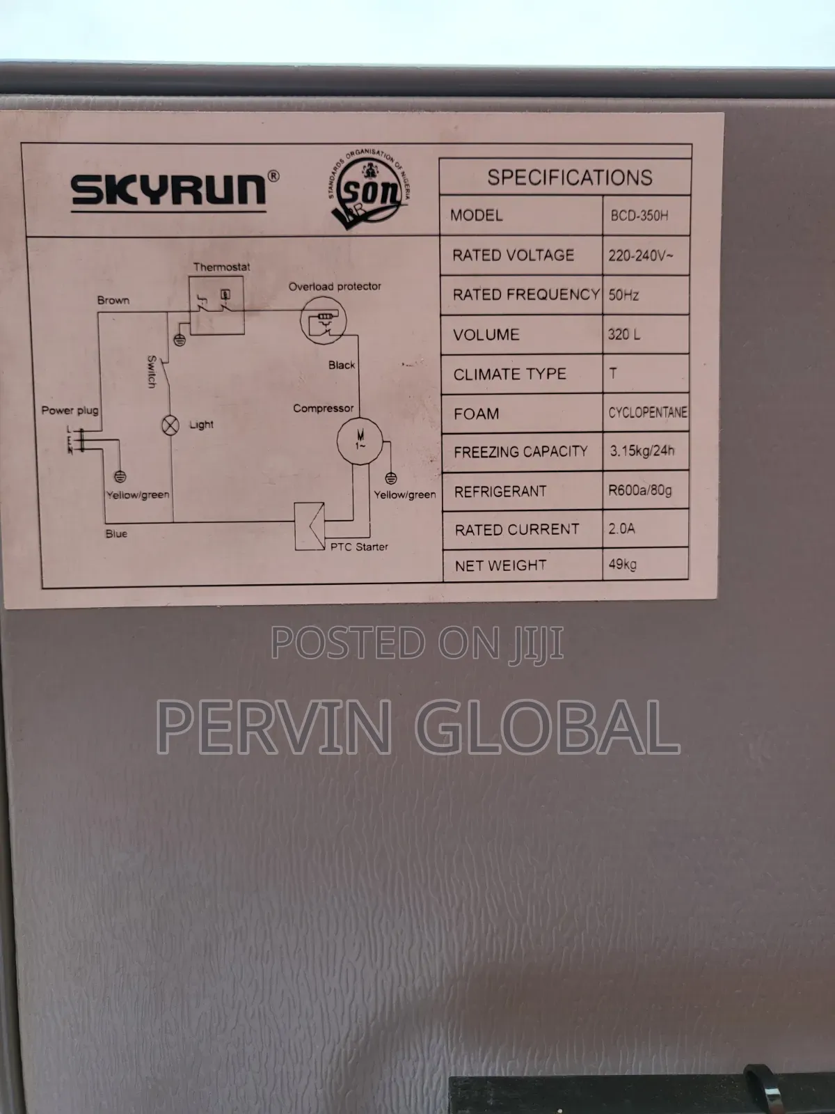 Skyrun Fridge BCD350H 320L Double Door