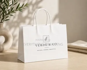 100pcs White A4 Kraft Paper Bags – Shopping, Gifts Packaging