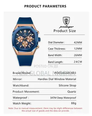 Blue Poedagar Chronograph Watch