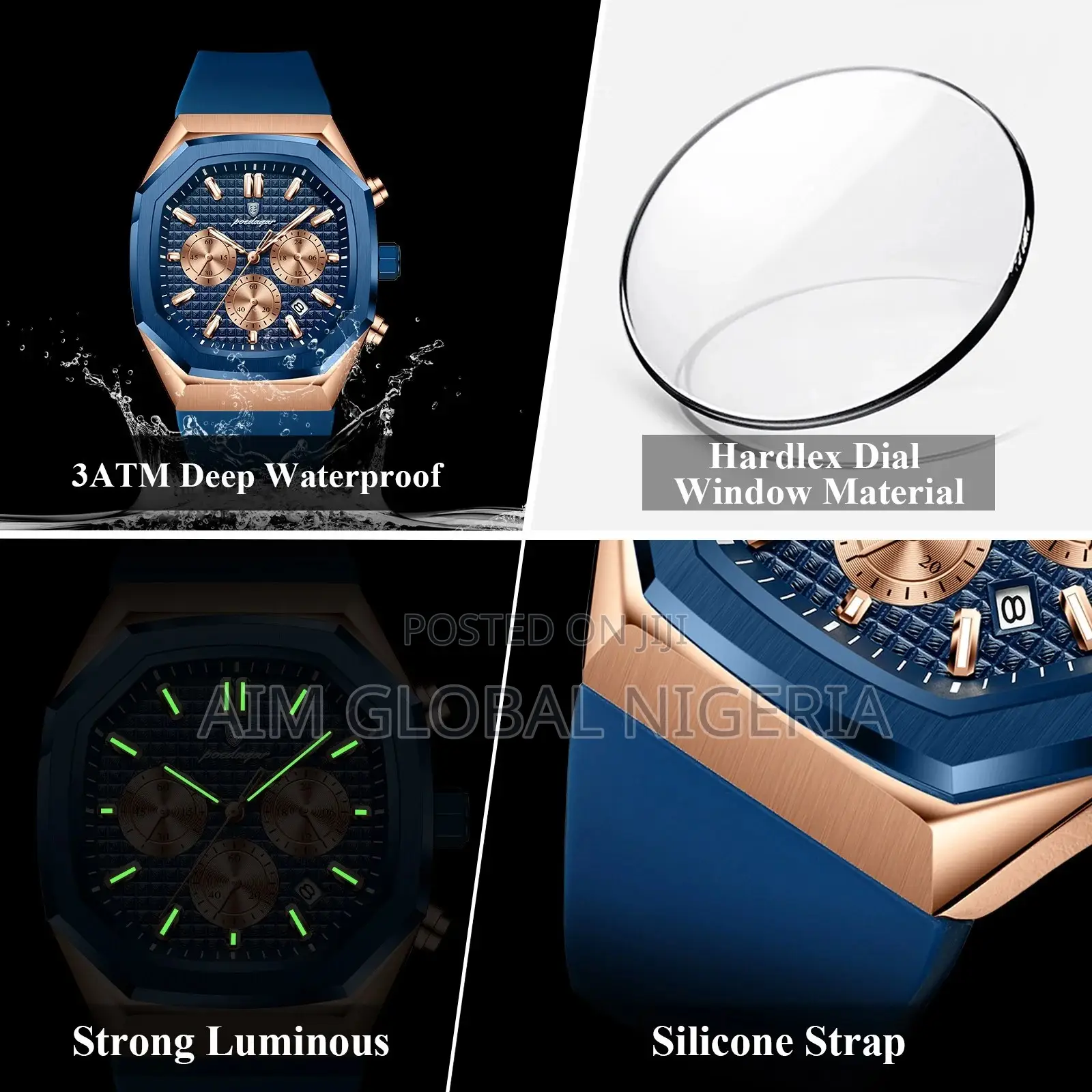 Blue Poedagar Chronograph Watch
