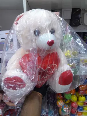 Cuddly Cream Teddy Bear With Red "Love" Heart (Brand New)