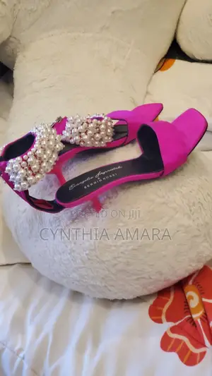 Hot Pink Pearl Embellished Heels