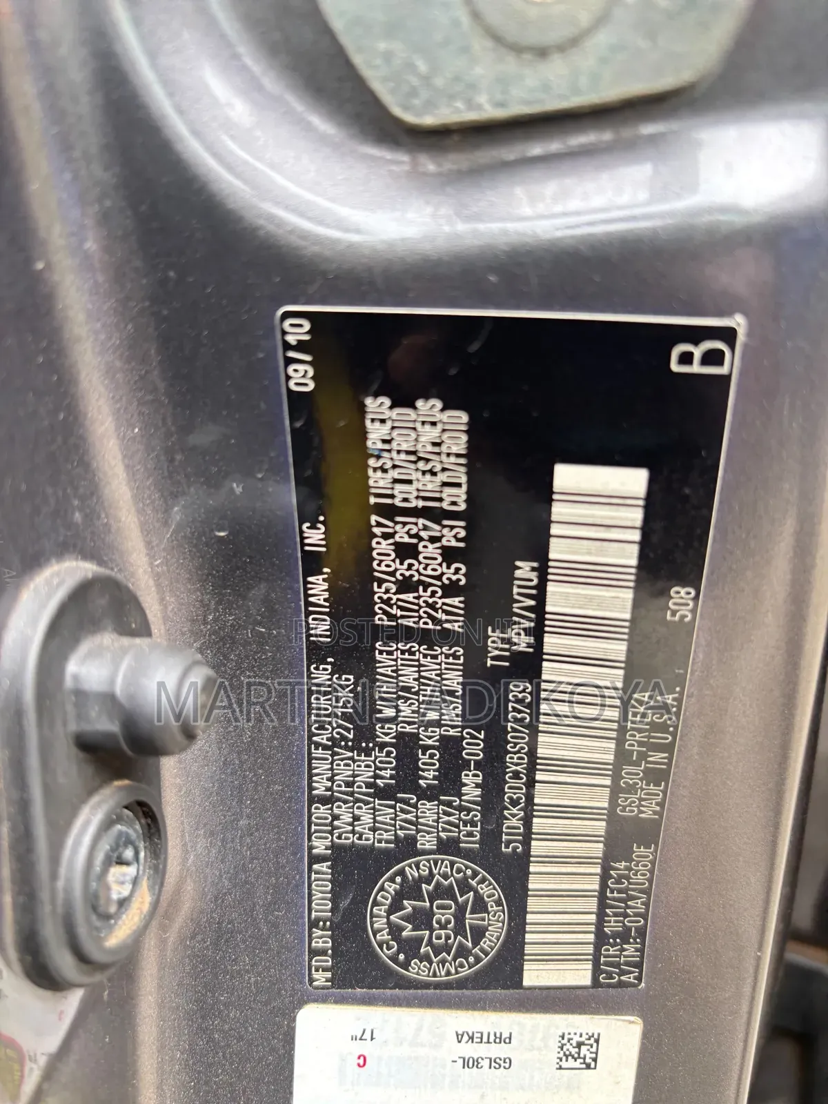 Toyota Sienna 2011 Gray