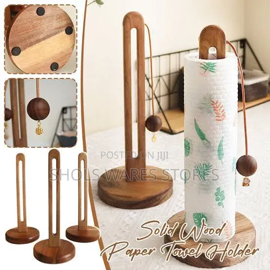 Premium Solid Wood Paper Towel Holder