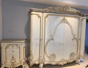 6 by 6 Royal Bedroom Set With Drawers, Mirrors, Console and Chest