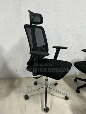 Black Ergonomic Mesh Office Chair With Headrest