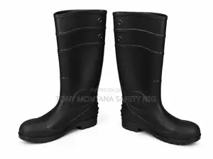 Black Safety Rainboot-Waterproof Boots With Steel Toe & Anti-Slip Sole