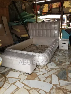 New Padded Bedfrem With One Side Drawer and Ottoman