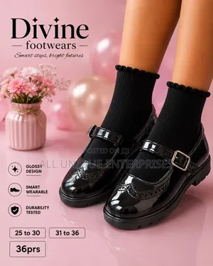 Children Black Shoes for Outing and School Size 25-36