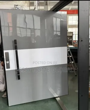 5 Ft by 9 Ft Pivot Security Entrance Door Silver Color