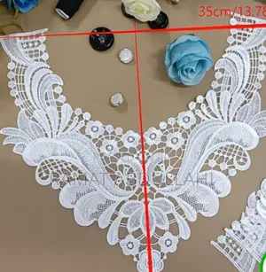 White Floral Lace Applique Neckline Embroidery for Dress Making