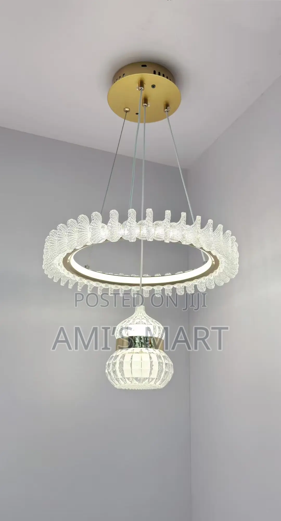 Fancy Crystal Design Pendant Drop Chandelier Light.